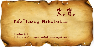 Kálazdy Nikoletta névjegykártya